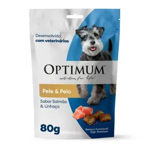 Petisco Optimum Cães Adultos Pele e Pelo Salmão e Linhaça - 80 g Petisco Optimum Cães Adultos Pele e Pelo Salmão e Linhaça - 80 g