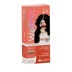 Antipulgas e Carrapatos Wellpet 560 mg para Cães 40,1 a 56 kg - 1 comprimido