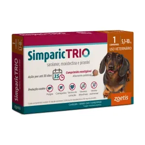 Antipulgas Simparic Trio 12mg para Cães 5,1 a 10kg Antipulgas Simparic Trio 12mg para Cães 5,1 a 10kg