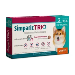 Antipulgas Simparic Trio 24mg para Cães 10,1 a 20kg Antipulgas Simparic Trio 24mg para Cães 10,1 a 20kg
