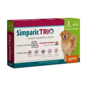 Antipulgas Simparic Trio 48mg para Cães 20,1 a 40kg Antipulgas Simparic Trio 48mg para Cães 20,1 a 40kg