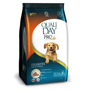 Ração Qualiday Pro Life Cães Filhotes Raças Médias e Grandes Frango, Batata Doce e Romã Ração Qualiday Pro Life Cães Filhotes Raças Médias e Grandes Frango, Batata Doce e Romã