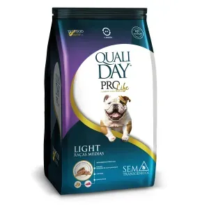 Ração Qualiday Pro Life Light Cães Adultos Raças Médias e Grandes Frango, Batata Doce e Gengibre Ração Qualiday Pro Life Light Cães Adultos Raças Médias e Grandes Frango, Batata Doce e Gengibre