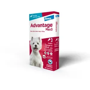 Antipulgas Advantage Max3 Cães 4kg a 10kg - 3 pipetas Antipulgas Advantage Max3 Cães 4kg a 10kg - 3 pipetas
