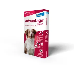 Antipulgas Advantage Max3 Cães 10kg a 25kg - 3 pipetas Antipulgas Advantage Max3 Cães 10kg a 25kg - 3 pipetas