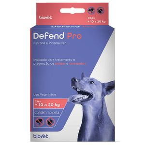 Antipulgas e Carrapatos Defend Pro para Cães 10 a 20kg Biovet - 1 pipeta Antipulgas e Carrapatos Defend Pro para Cães 10 a 20kg Biovet - 1 pipeta