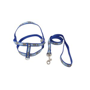 Guia e Peitoral Estampada Dog Santa Fé Pet Azul Guia e Peitoral Estampada Dog Santa Fé Pet Azul