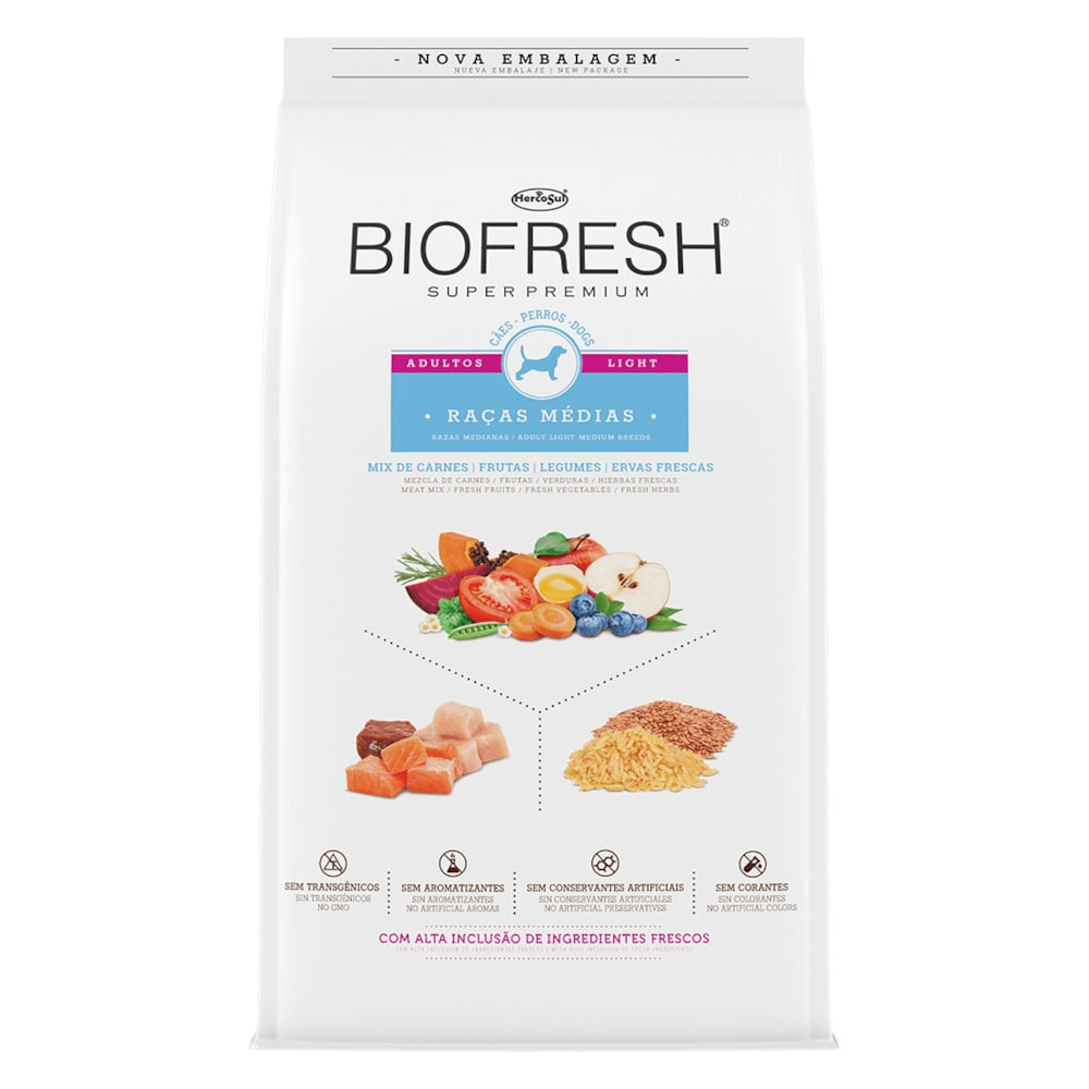 Ração Biofresh Light Cães Adultos Raças Médias - 10,1 kg Ração Biofresh Light Cães Adultos Raças Médias - 10,1 kg