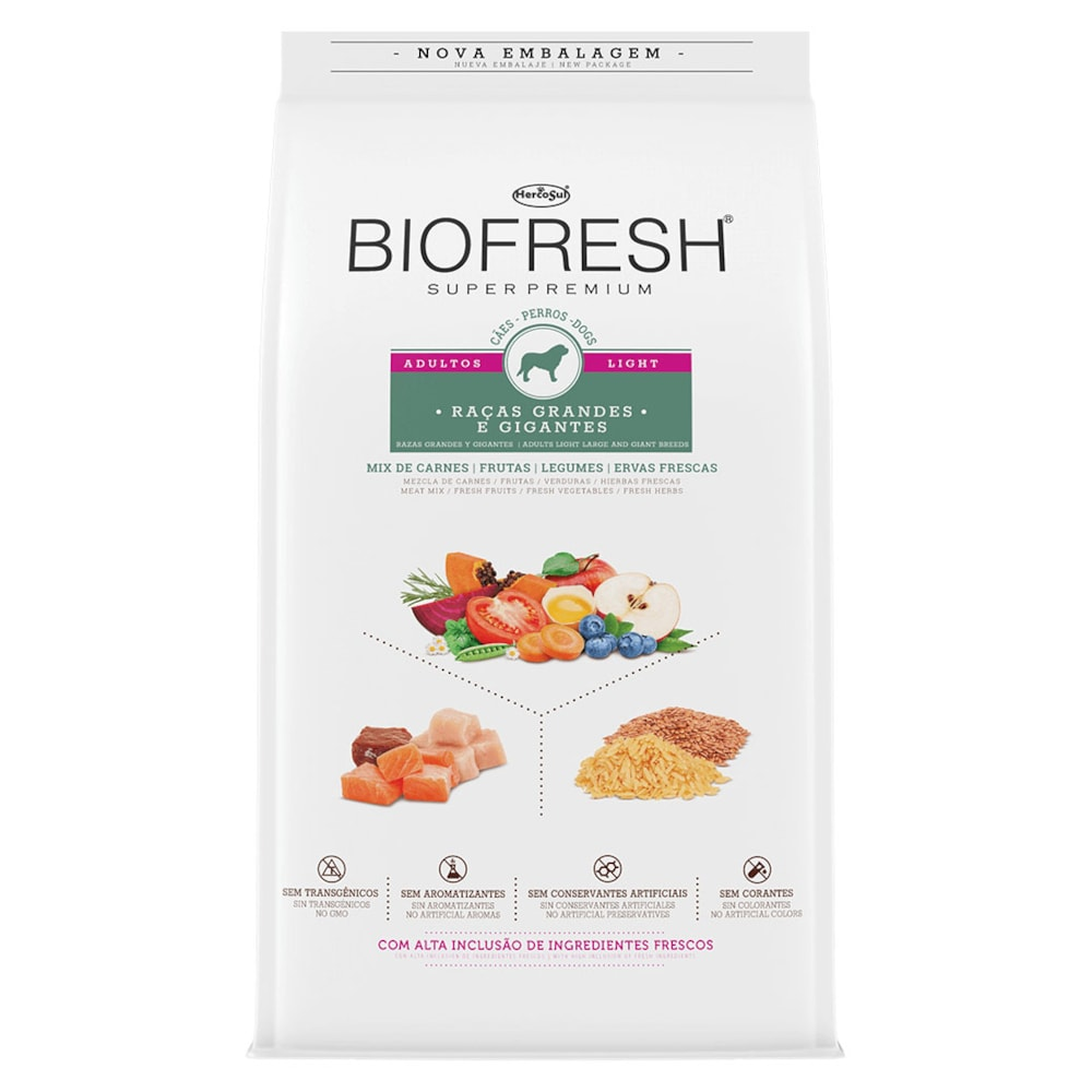 Ração Biofresh Light Cães Adultos Raças Grandes e Gigantes - 15 kg Ração Biofresh Light Cães Adultos Raças Grandes e Gigantes - 15 kg