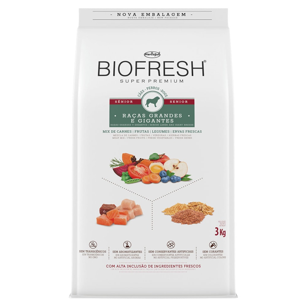 Ração Biofresh Cães Sênior Raças Grandes e Gigantes - 15 kg Ração Biofresh Cães Sênior Raças Grandes e Gigantes - 15 kg