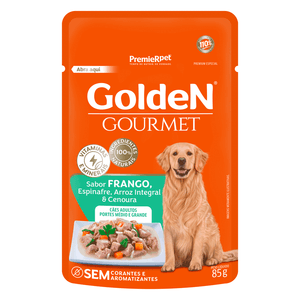 Ração Úmida Golden Gourmet Cães Adultos Portes Médio e Grande Frango - 85 g Ração Úmida Golden Gourmet Cães Adultos Portes Médio e Grande Frango - 85 g