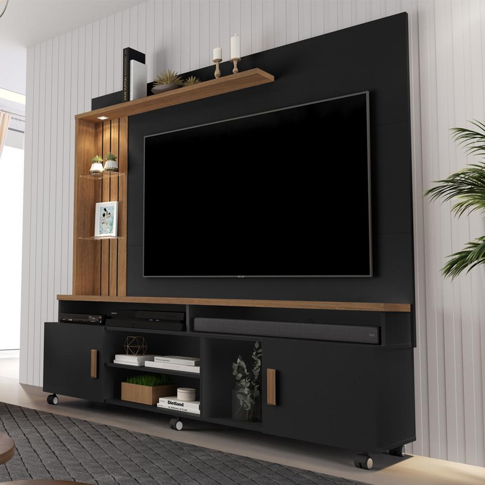 Home para TV Plote Preto e Canela Home para TV Plote Preto e Canela