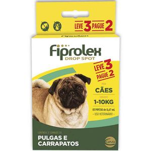 Combo Antipulgas Fiprolex Cães até 10kg - Único Combo Antipulgas Fiprolex Cães até 10kg - Único