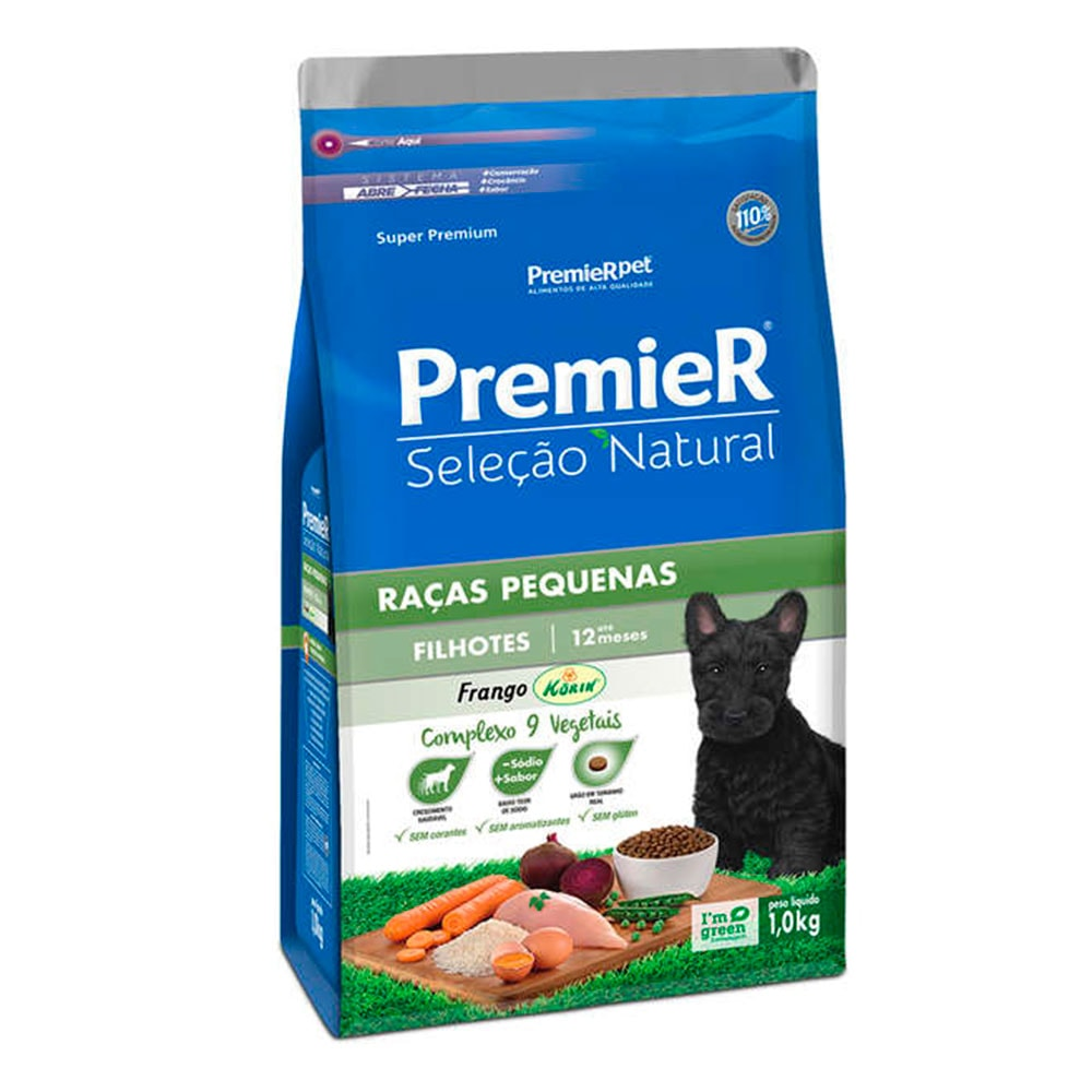 Ração Premier Seleção Natural Cães Filhotes Raças Pequenas Frango - 1K