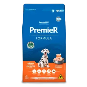 Ração Premier Formula Cães Filhotes Raças Médias Frango - 20 kg