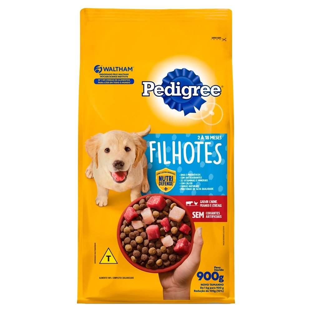 Ração Pedigree Cães Filhotes Raças Médias e Grandes Carne Frango e Cereais