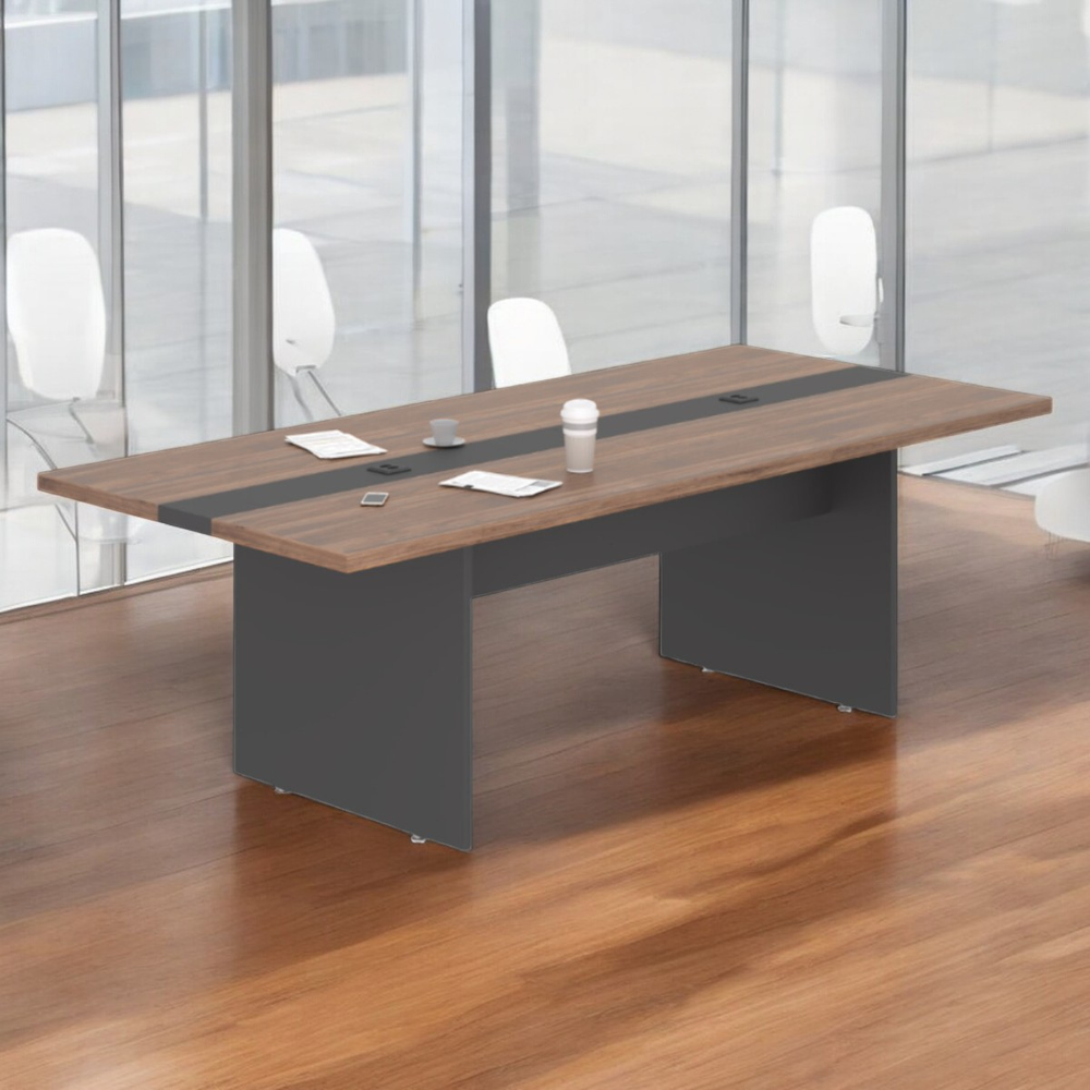 Mesa de Reunião 6 Lugares com Faixa Metz Noce Preto Mesa de Reunião 6 Lugares com Faixa Metz Noce Preto
