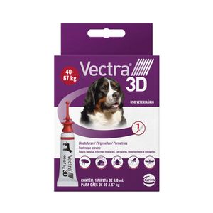 Antipulgas Vectra 3D Cães 40 a 67 kg Ceva 8 ml - 1 pipeta Antipulgas Vectra 3D Cães 40 a 67 kg Ceva 8 ml - 1 pipeta