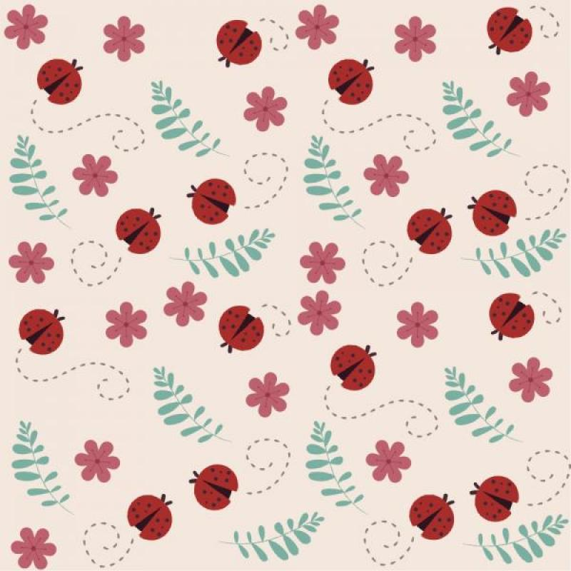 Papel de Parede Infantil Joaninha e Flores Papel de Parede Infantil Joaninha e Flores