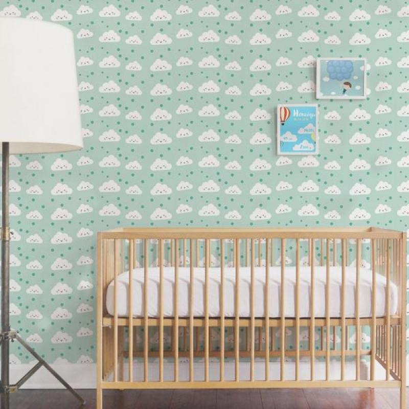 Papel de Parede Infantil Nuvem Verde Papel de Parede Infantil Nuvem Verde