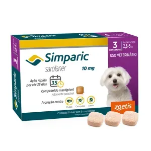Antipulgas Simparic 10mg para Cães 2,6 a 5kg Antipulgas Simparic 10mg para Cães 2,6 a 5kg