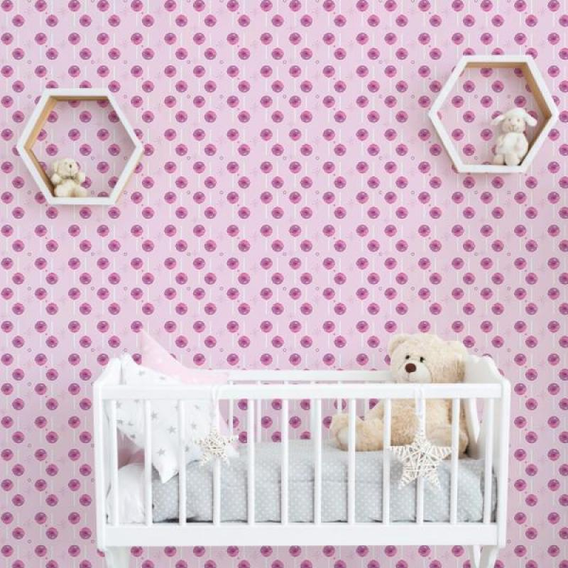 Papel de Parede Infantil Pirulito Rosa Papel de Parede Infantil Pirulito Rosa