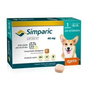 Antipulgas Simparic 40mg para Cães 10 a 20kg Antipulgas Simparic 40mg para Cães 10 a 20kg
