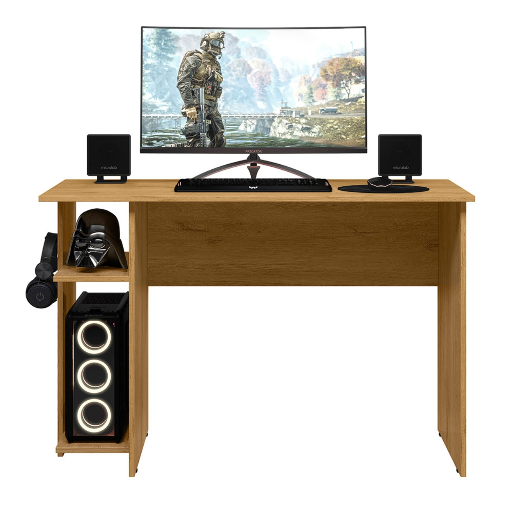 Mesa para Computador 2 Prateleiras Cerá Freijó Mesa para Computador 2 Prateleiras Cerá Freijó