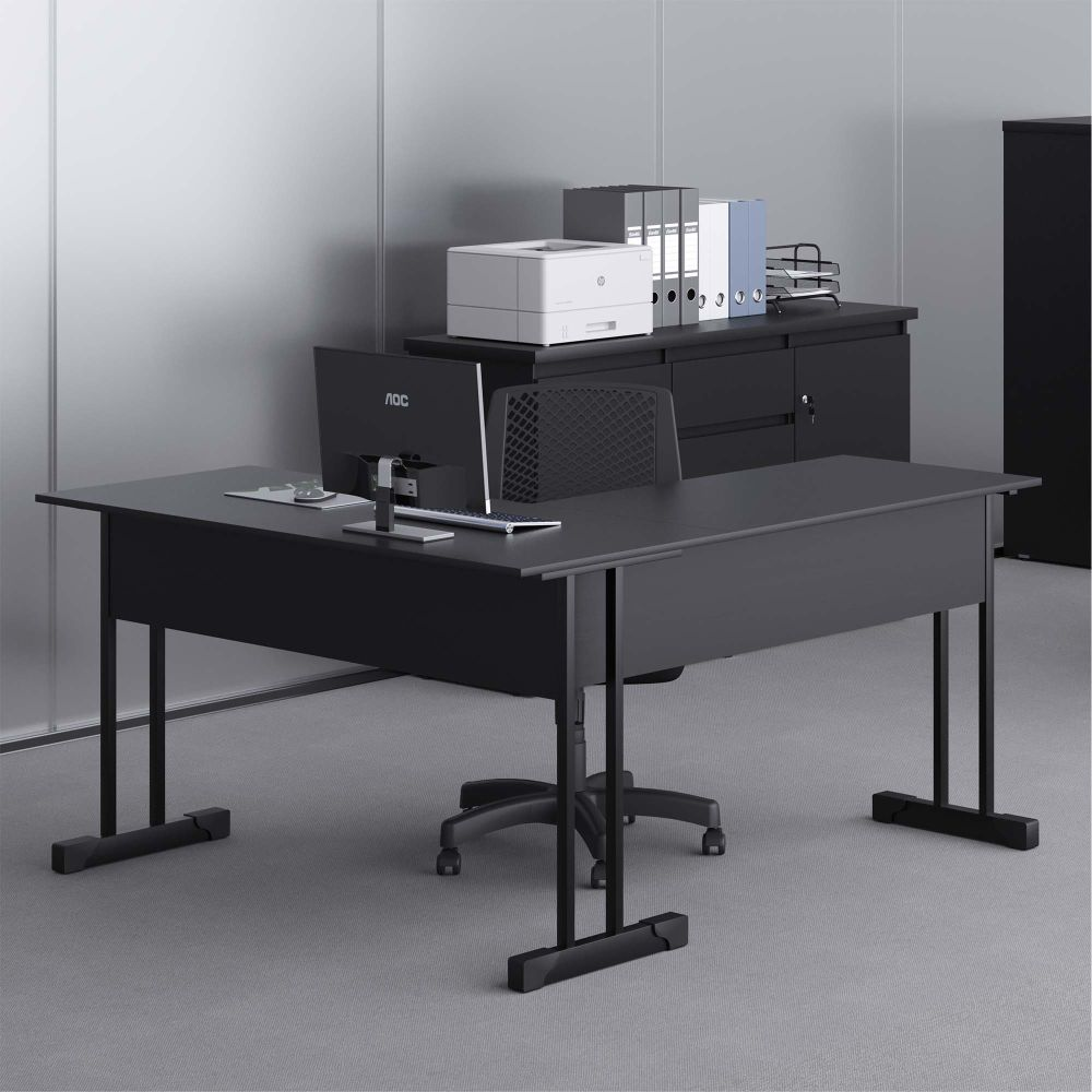 Mesa de Computador em L com Gaveta Lima Affara Preto Mesa de Computador em L com Gaveta Lima Affara Preto