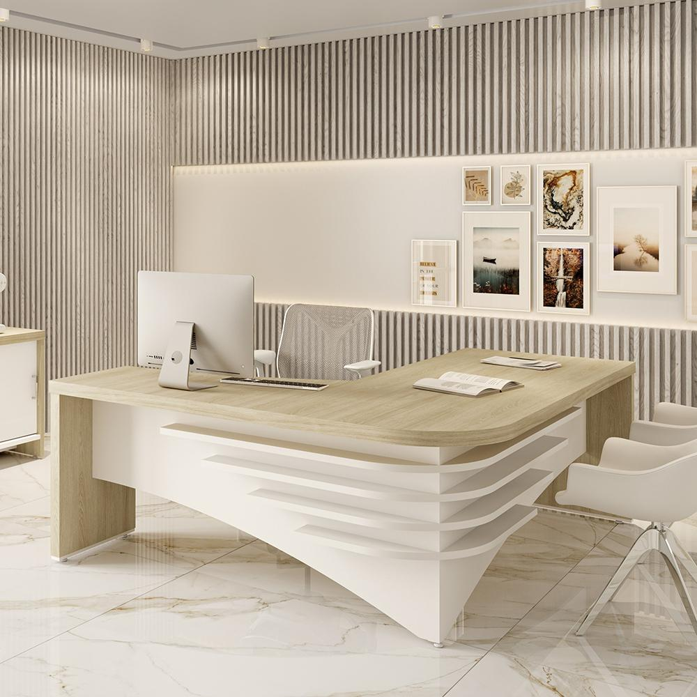 Mesa Executiva em L Frosinone Carvalho Branco Mesa Executiva em L Frosinone Carvalho Branco