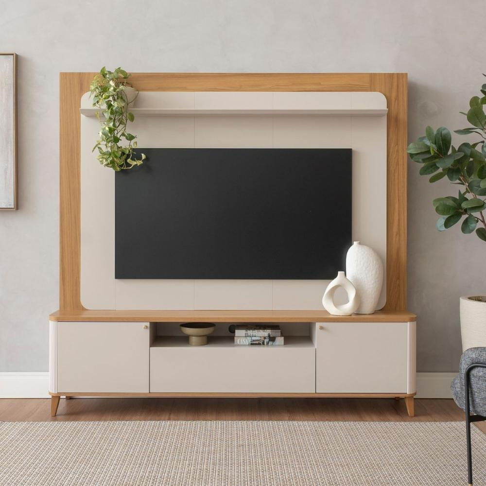 Home Theater Com Led Itália Tauari Off White Fosco Home Theater Com Led Itália Tauari Off White Fosco