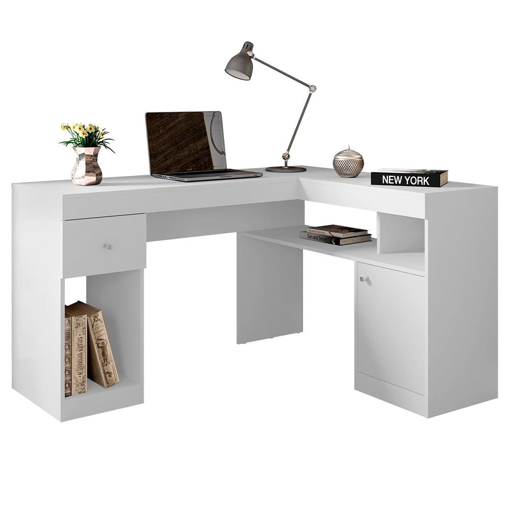 Mesa De Computador Com Porta E Gaveta Nilo Branco Fosco Mesa De Computador Com Porta E Gaveta Nilo Branco Fosco