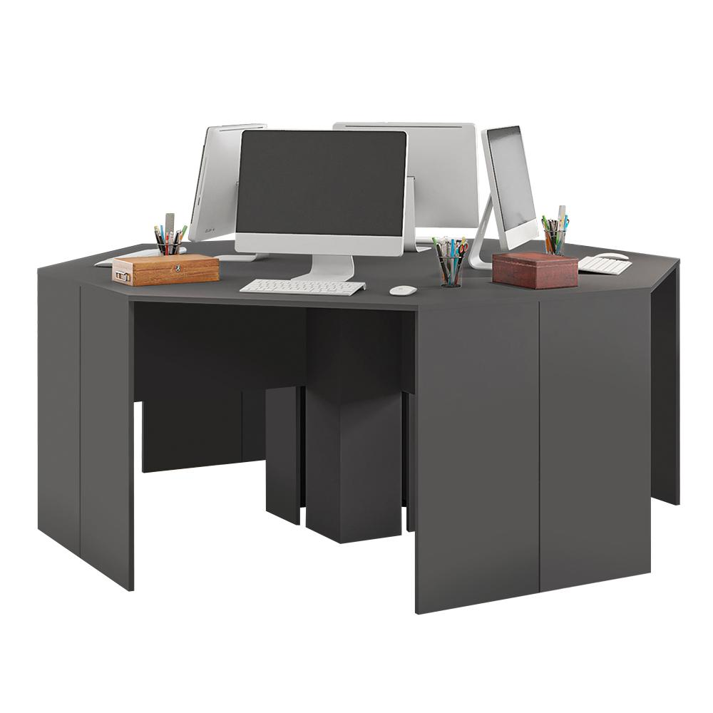Kit Conjunto Escritório 4 Mesa De Canto Cubic Cinza Caemmun Kit Conjunto Escritório 4 Mesa De Canto Cubic Cinza Caemmun