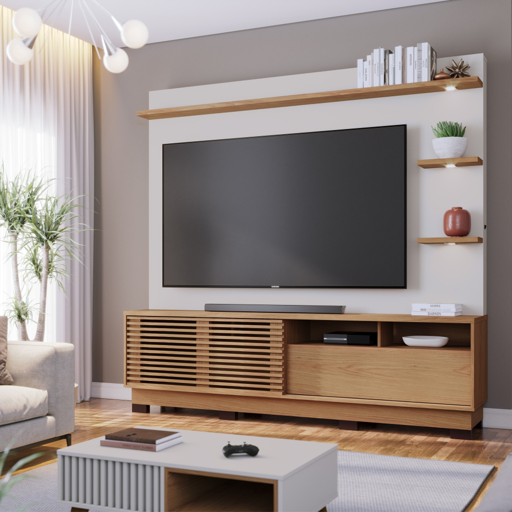 Home para TV 70 Polegadas Clint Freijo Off-White Matte Home para TV 70 Polegadas Clint Freijo Off-White Matte
