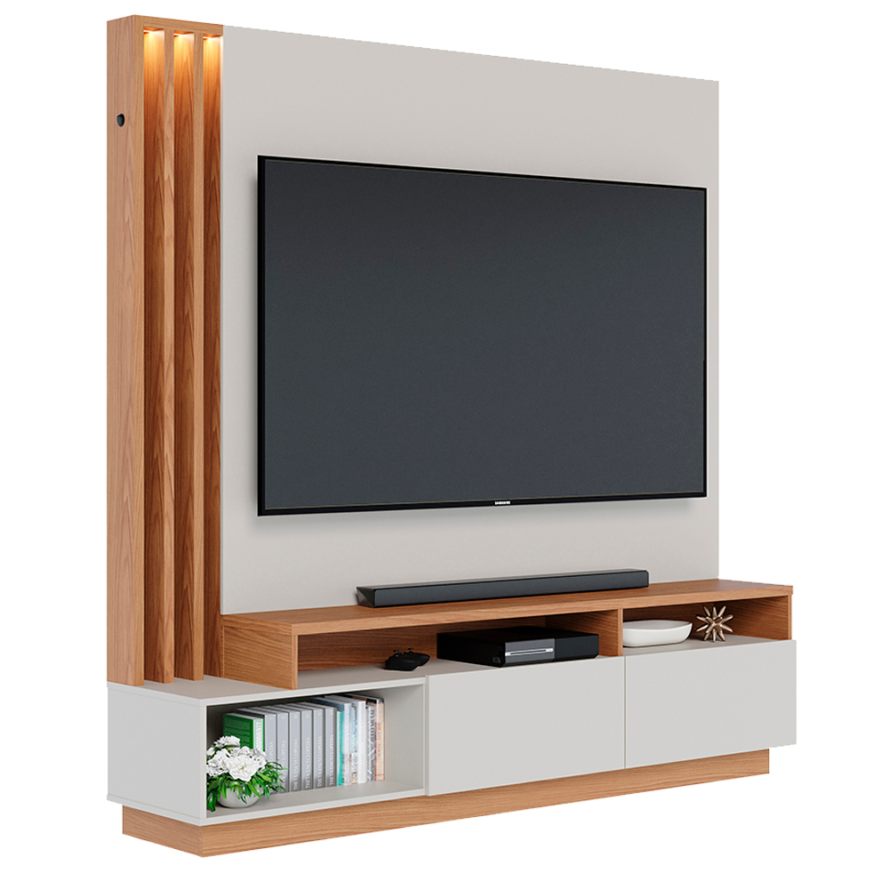 Estante Home Tv 65 Pol 180 cm 2 Portas Humaita Off White Matte Freijo Colibri Estante Home Tv 65 Pol 180 cm 2 Portas Humaita Off White Matte Freijo Colibri
