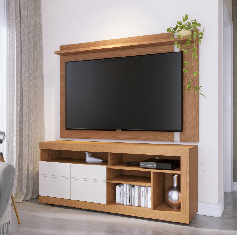 Rack e Painel para TV 70 Polegadas Steve Freijo Off-White Matte Rack e Painel para TV 70 Polegadas Steve Freijo Off-White Matte