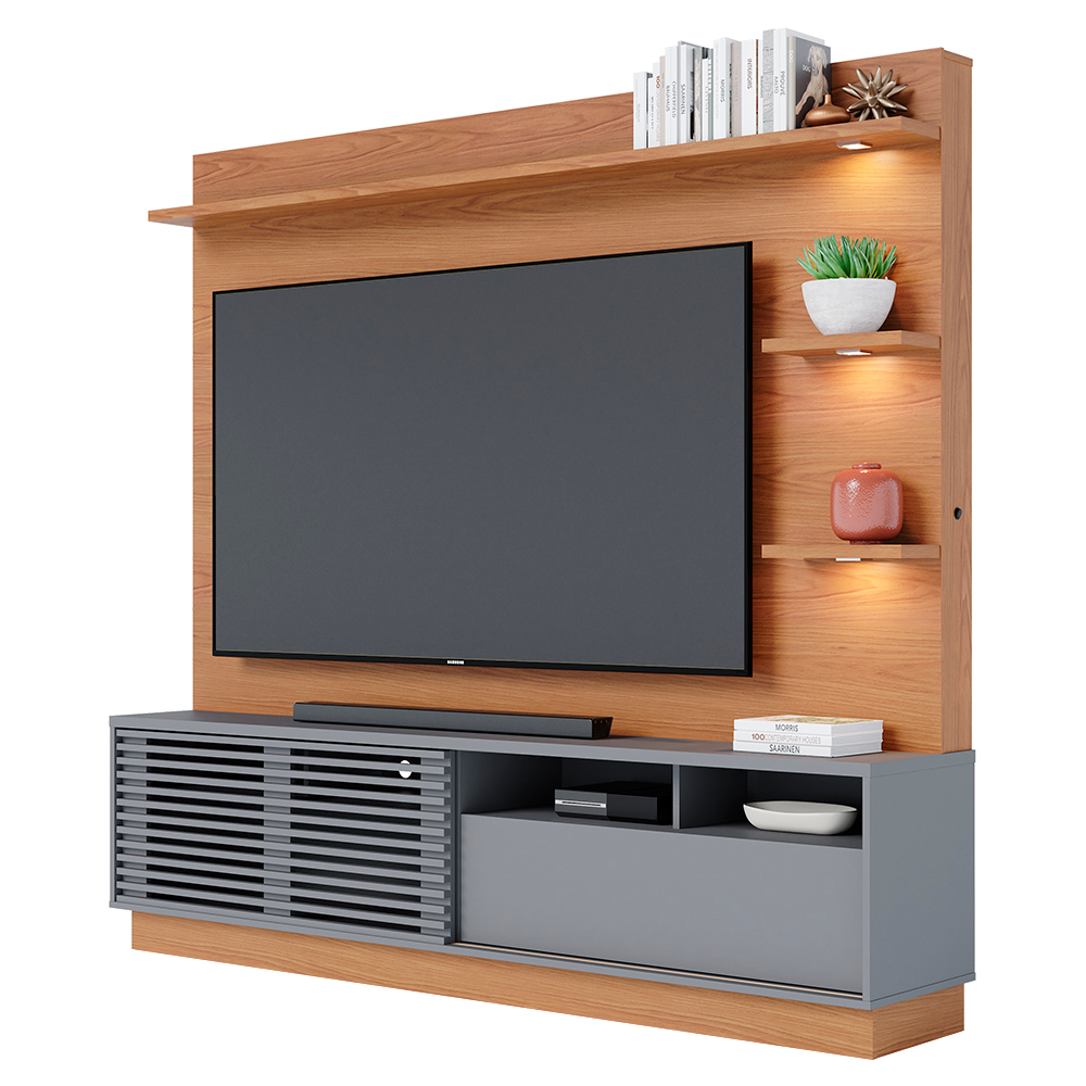 Estante Home Tv 70 Pol 200 cm Campeche Freijo Cinza Colibri Estante Home Tv 70 Pol 200 cm Campeche Freijo Cinza Colibri