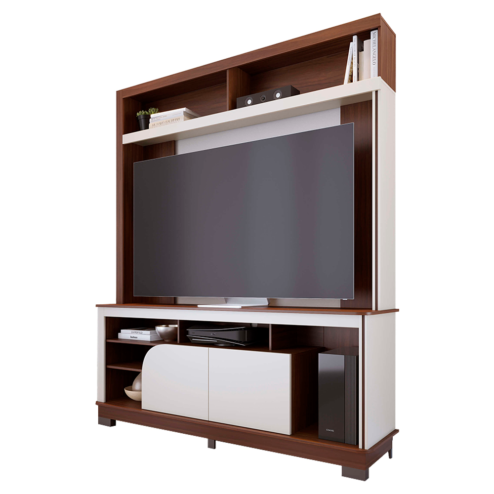 Estante Home Tv 65 Pol 2 Portas 160 cm Belaya Nogueira Real Off White Matte Colibri Estante Home Tv 65 Pol 2 Portas 160 cm Belaya Nogueira Real Off White Matte Colibri