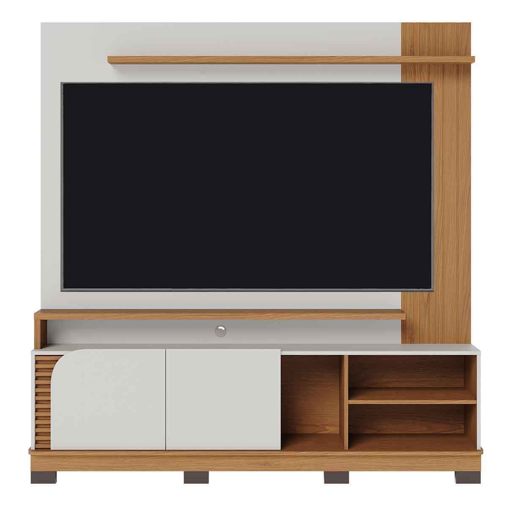 Painel Home Theater Jureli 2 Portas 1.8 até 75" Polegadas Off White Matte / Freijó Painel Home Theater Jureli 2 Portas 1.8 até 75" Polegadas Off White Matte / Freijó