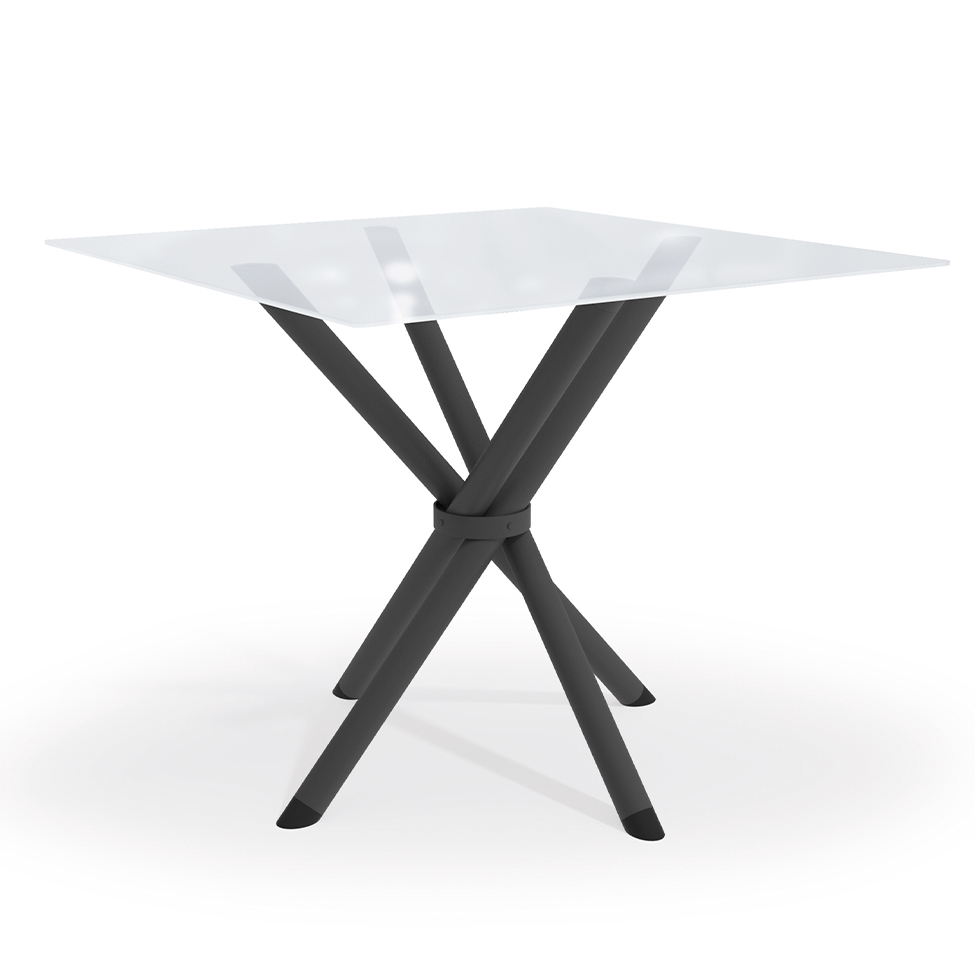 Mesa de Jantar Quadrada com Tampo de Vidro Volga Preto 90 cm Mesa de Jantar Quadrada com Tampo de Vidro Volga Preto 90 cm