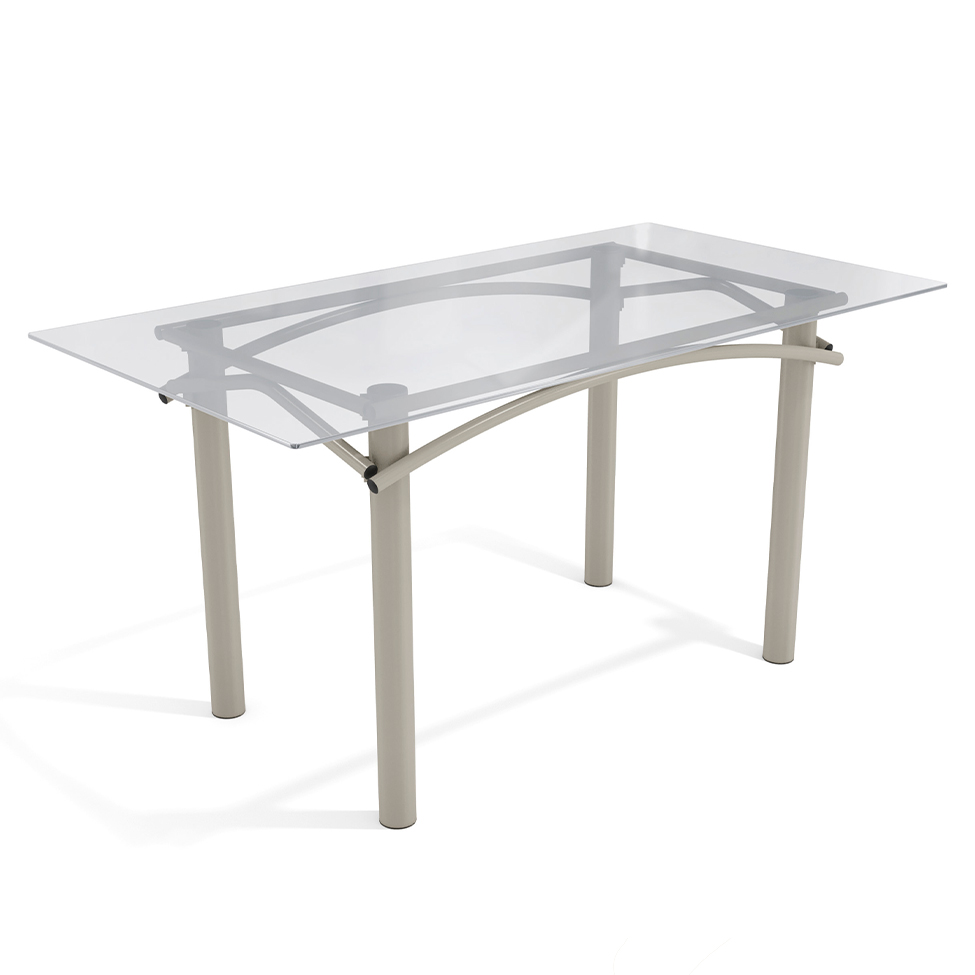 Mesa de Jantar Retangular com Tampo de Vidro Elba Cinza 150 cm Mesa de Jantar Retangular com Tampo de Vidro Elba Cinza 150 cm