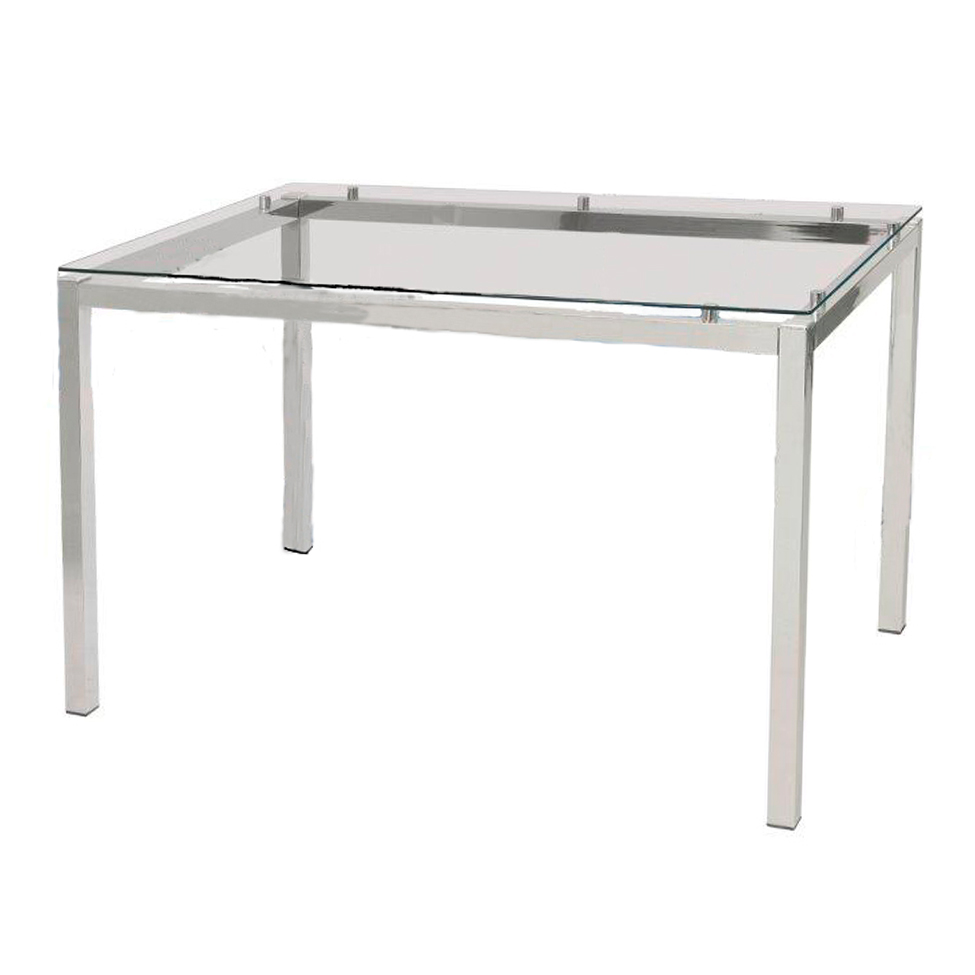 Mesa de Jantar Retangular com Tampo de Vidro Tube Cromada 120 cm Mesa de Jantar Retangular com Tampo de Vidro Tube Cromada 120 cm