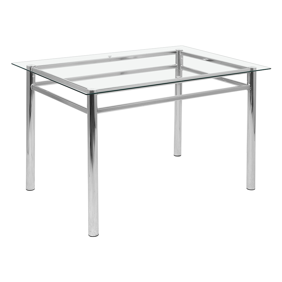 Mesa de Jantar Retangular com Tampo de Vidro Renata Cromada 120 cm Mesa de Jantar Retangular com Tampo de Vidro Renata Cromada 120 cm