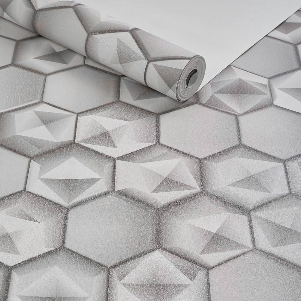 Papel De Parece Importado Lavavel Geometrico 3d Cinza Papel De Parece Importado Lavavel Geometrico 3d Cinza