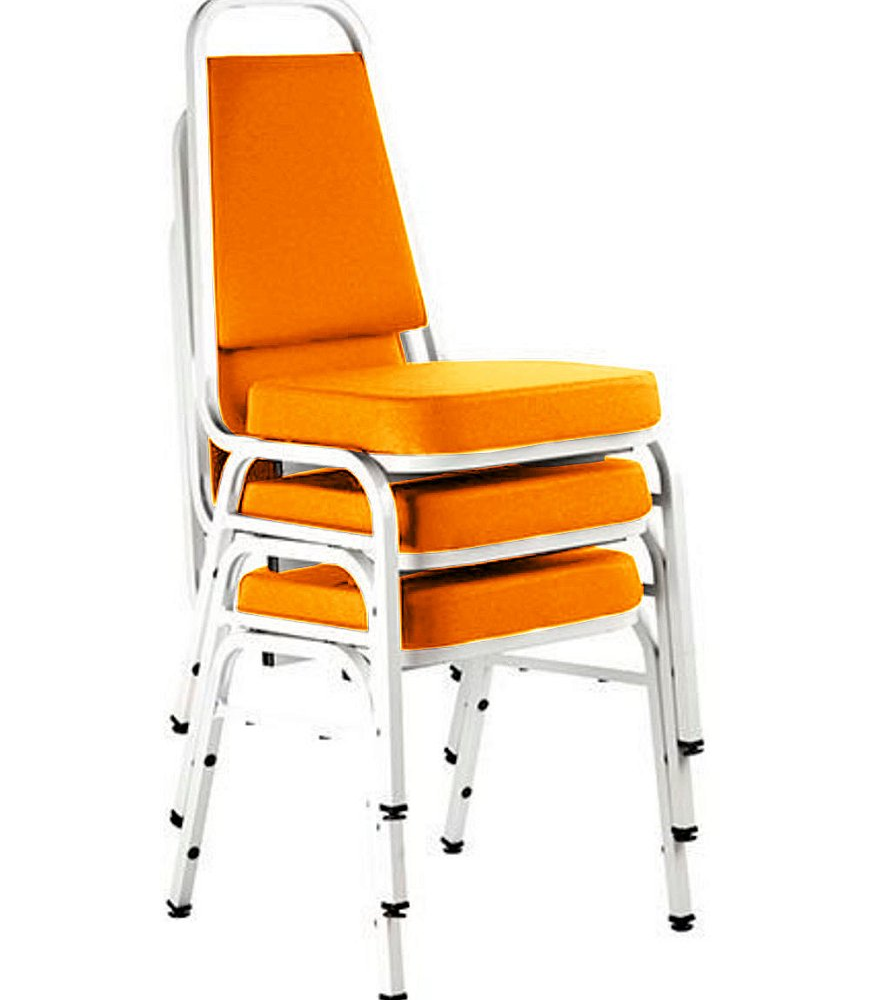 Kit com 3 Cadeiras Empilháveis Linha Hotel Plus Laranja Kit com 3 Cadeiras Empilháveis Linha Hotel Plus Laranja
