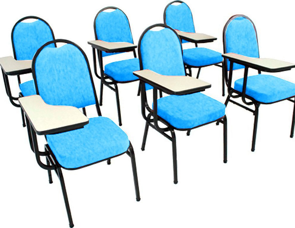 Kit com 6 Cadeiras Universitária para Auditórios Linha Hotel Azul Kit com 6 Cadeiras Universitária para Auditórios Linha Hotel Azul