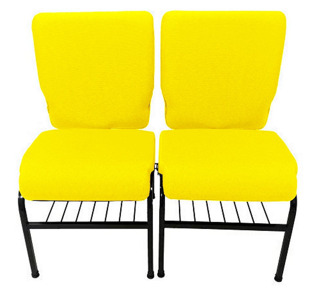 02 Cadeiras para Igrejas c/ Porta Biblía e Porta Cálice Amarelo 02 Cadeiras para Igrejas c/ Porta Biblía e Porta Cálice Amarelo