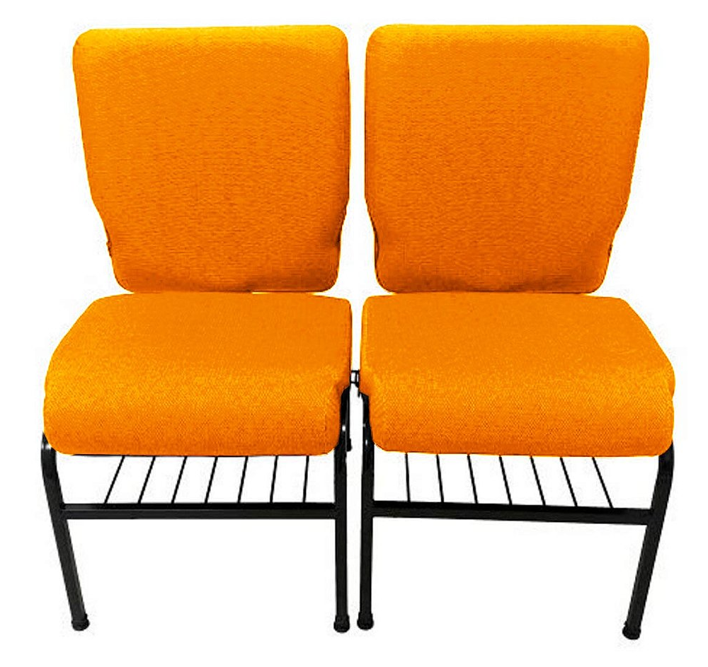 02 Cadeiras para Igrejas c/ Porta Biblía e Porta Cálice Laranja 02 Cadeiras para Igrejas c/ Porta Biblía e Porta Cálice Laranja