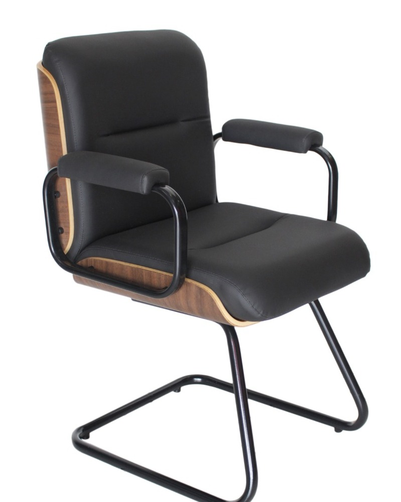 Cadeira Eames Diretor Fixa Linha Capa em Madeira Preto