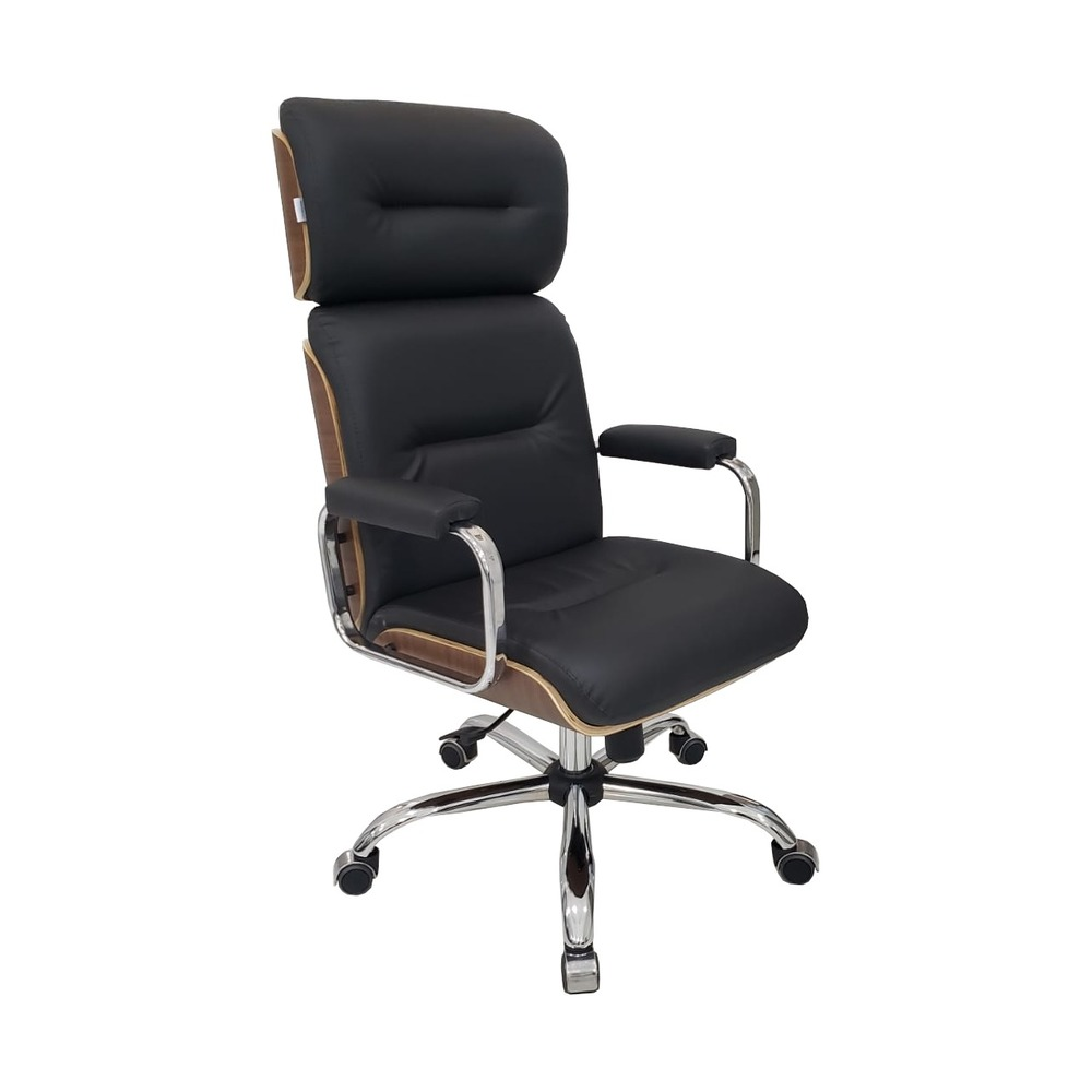 Poltrona Eames Presidente Linha Capa em Madeira Preto Cromada Poltrona Eames Presidente Linha Capa em Madeira Preto Cromada